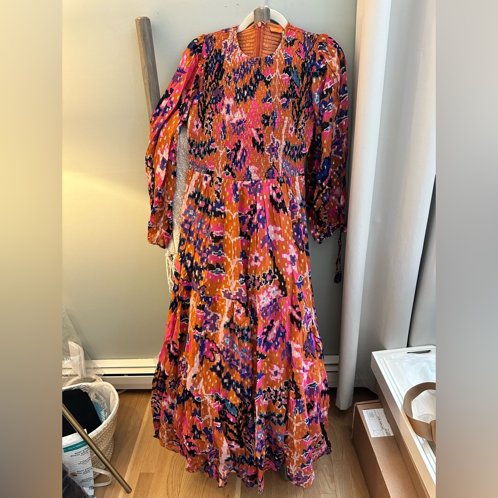 NWT Oliphant Smocked Top Maxi - Bukhara Toffee Small